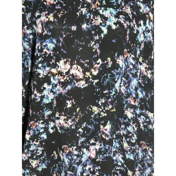 Carmen Marc Valvo Top Dolman Sleeves Sheer Multicolored Print Sz L - Picture 2 of 9